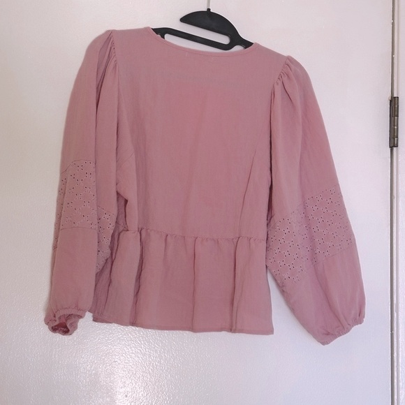Z Supply Celeste Mauve Eyelet Blouse Cottagecore Coastal Bohemian - Picture 8 of 9